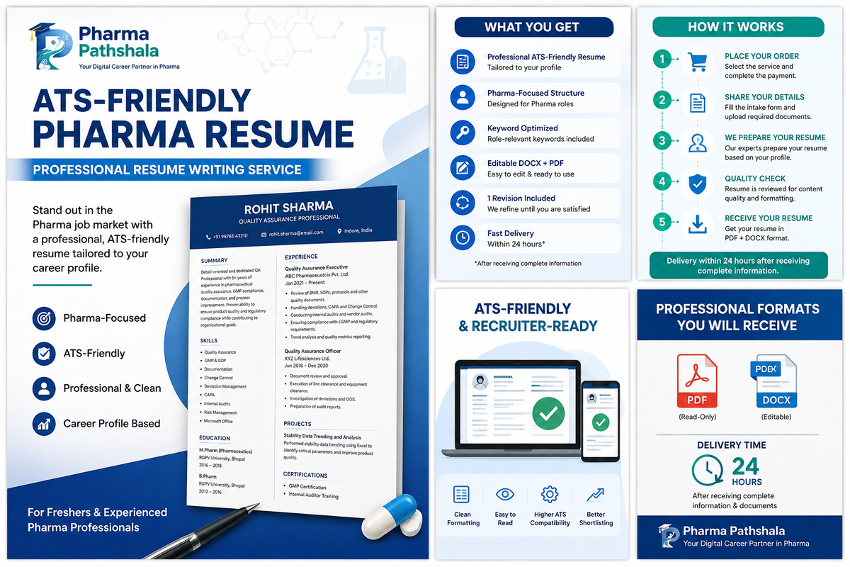 Pharma Pathshala professional pharma resume writing service