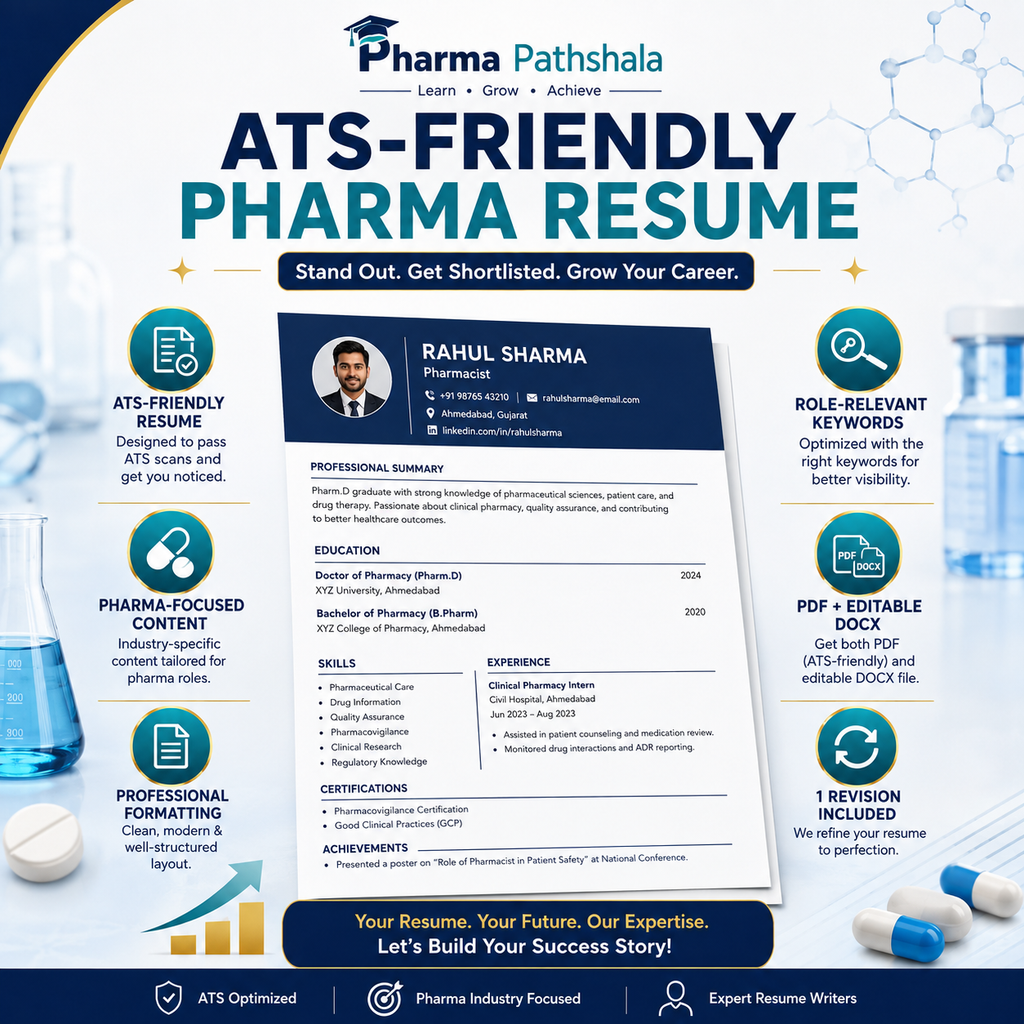 Pharma resume for QA, QC, Production and RA roles