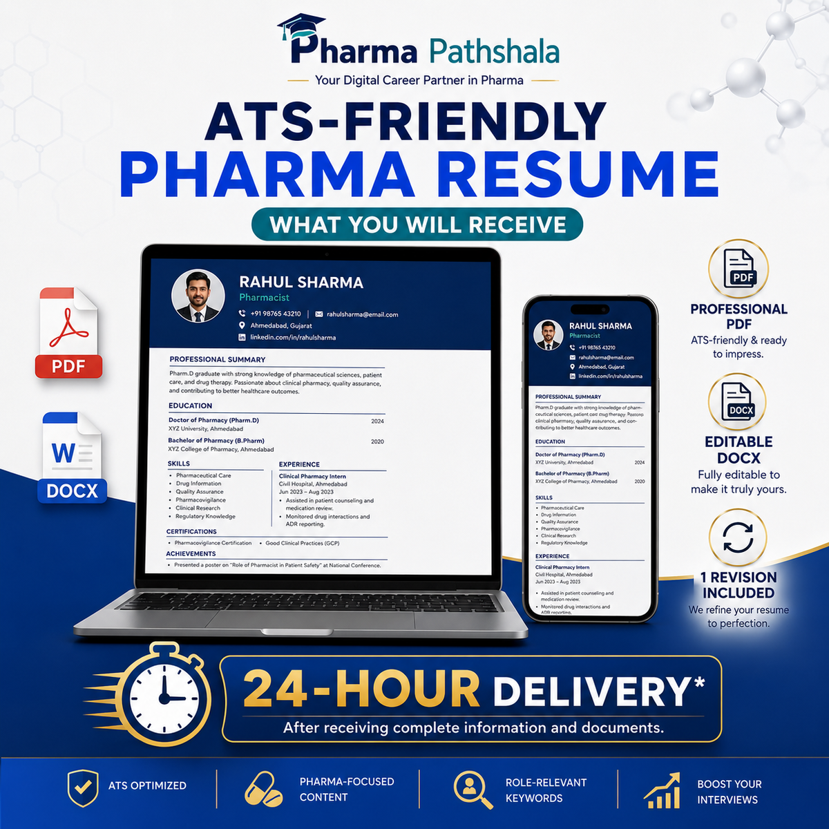 ATS-friendly pharma resume – service preview