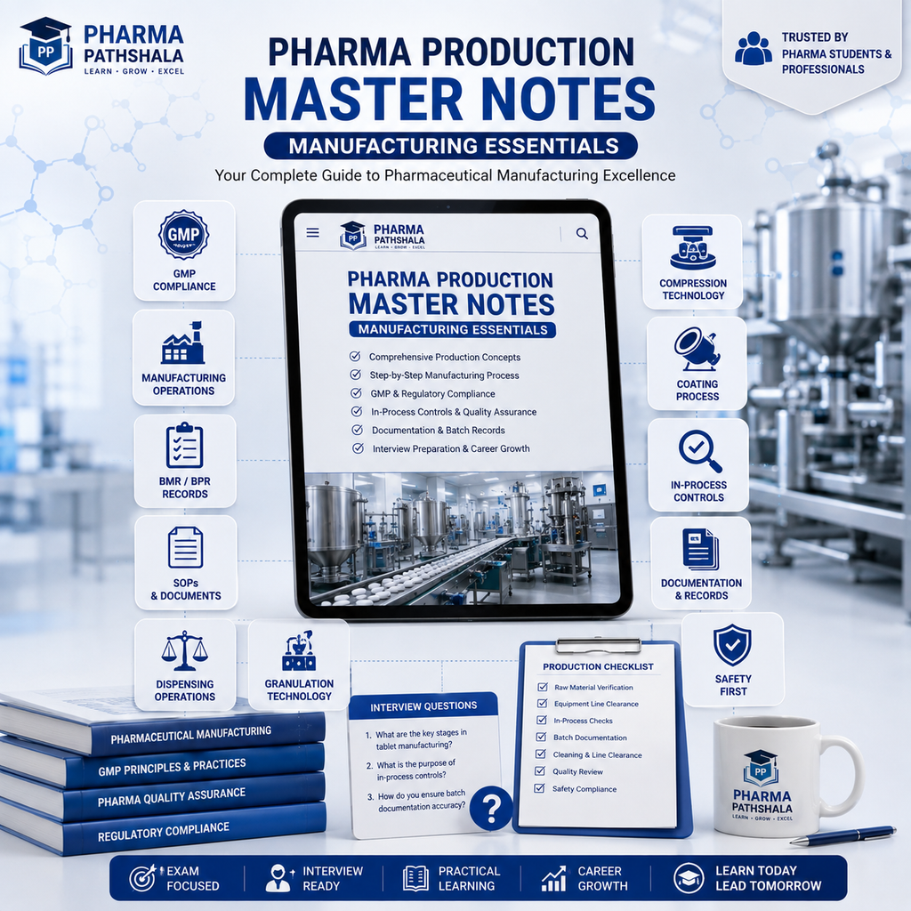 Pharma Production Master Notes – GMP, BMR/BPR topics