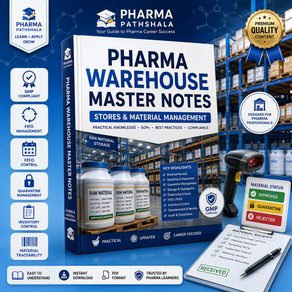 Pharma Warehouse Master Notes – material receipt and storage topics