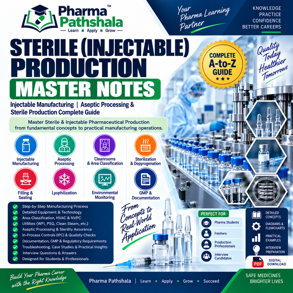 Sterile Injectable Production Master Notes – aseptic processing topics