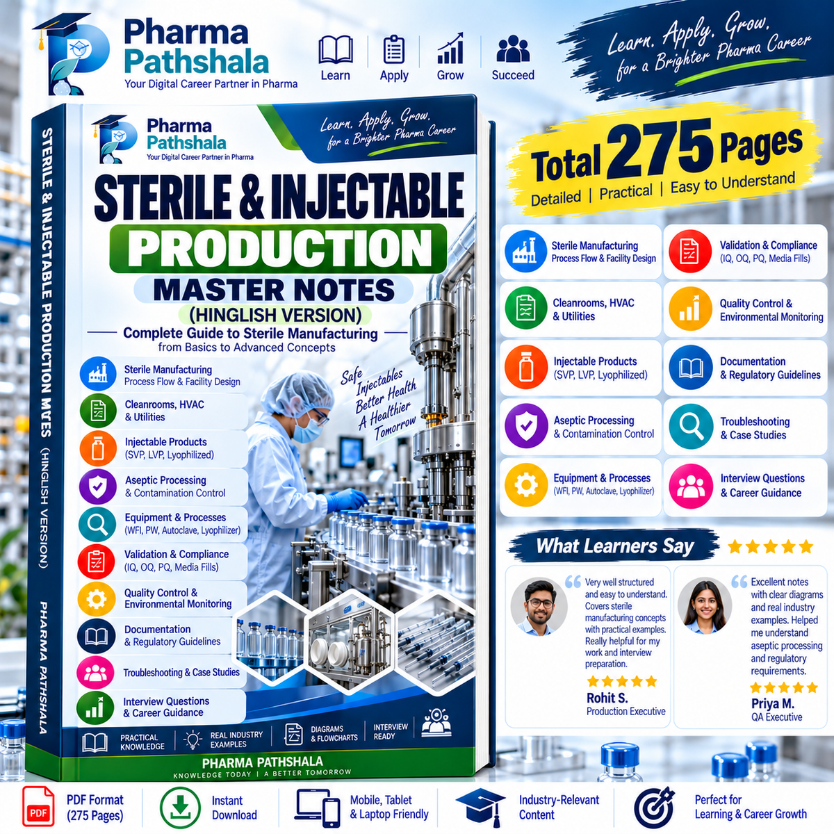 Sterile Injectable Production Master Notes (Hinglish) – topics preview