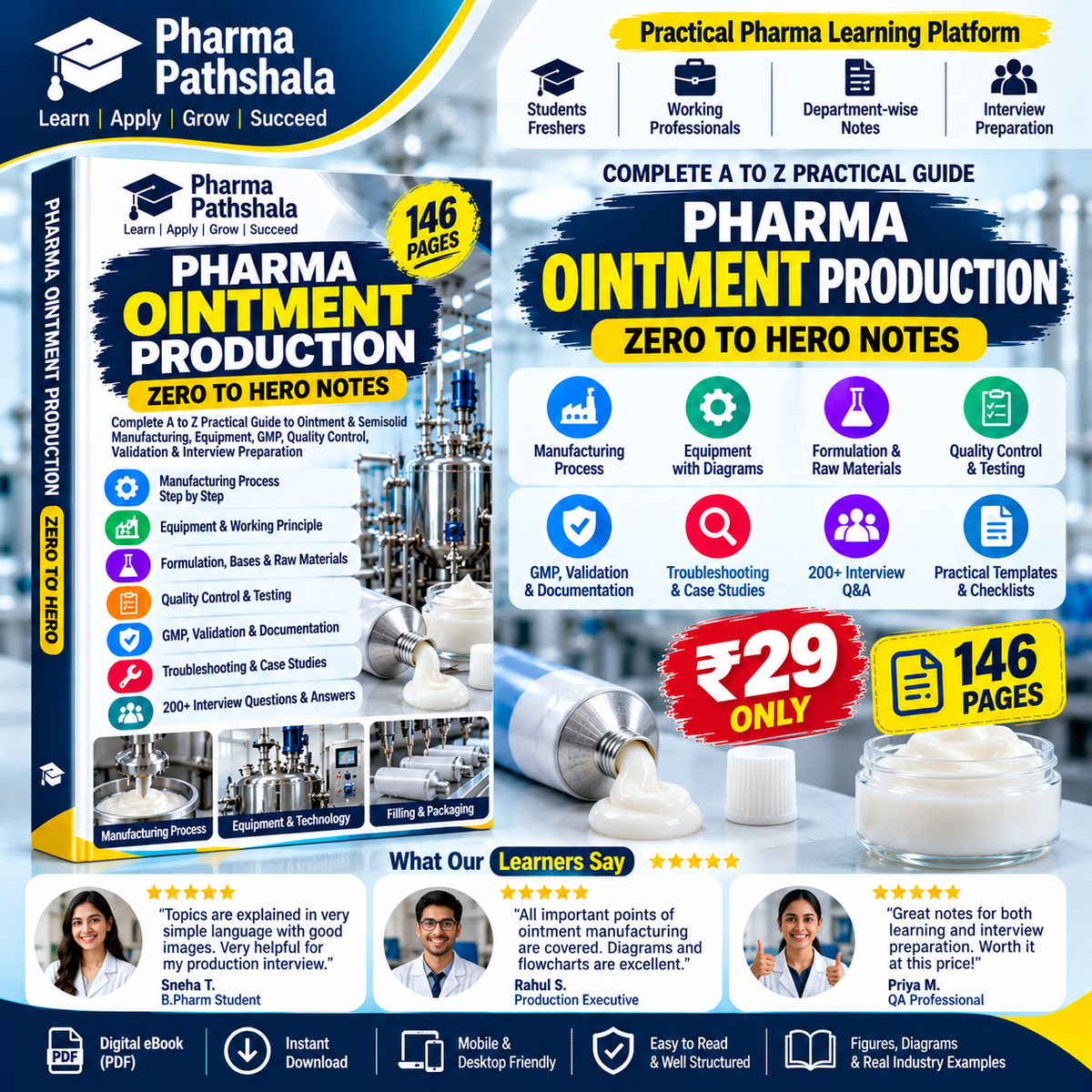 Pharmaceutical Ointment Production Master Notes – Zero to Hero | Complete Manufacturing & GMP Practical Guide